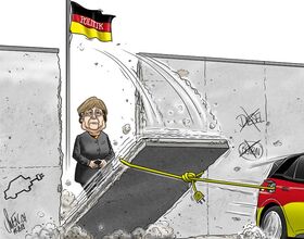E-Auto, Auto, Mobilitaet, Deutschland, Berliner Mauer, Angela Merkel, Elektrofahrzeug