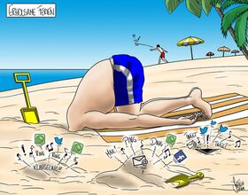 Ferien, Sommer, Strand, Mobiltelefon, Erreichbarkeit, time-out, Buero, Stress, Mail, SMS, Whatsapp, Twitter, Facebook