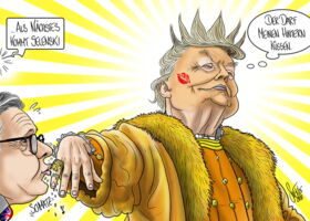 USA, Trump, Selenski, Keir Starmer, Macron, König, King Trump