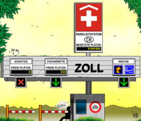 Schweiz, 10 Millionen, Zuwanderung, Parkleitsystem, SVP, Initiative, Grenze, Zoll