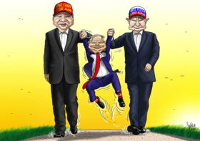 USA, Trump, Xi, Putin, China, Russland, Ukraine, Kind, Kinderspiel, Engelchen flieg