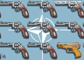 NATO, Erdogan, Revolver, Wasserpistole, Trump, NATO-Gipfel, Waffe