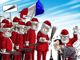 Generalstreik, Frankreich, Macron, France, Streik, Santa Claus, Nikolaus