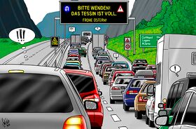 Stau, Gotthard, Verkehr, Ostern, Osterhase, Tessin