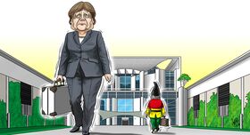 Deutschland, Bundestagswahl, Laschet, Scholz, Baerbock, Merkel, Gartenzwerg