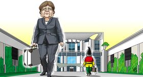 Deutschland, Bundestagswahl, Laschet, Scholz, Baerbock, Merkel, Gartenzwerg