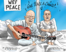 WEF, Davos, World Economic Forum, Peace, Ukraine, Schwab, Cassis, John Lennon, Yoko Ono, give peace a chance